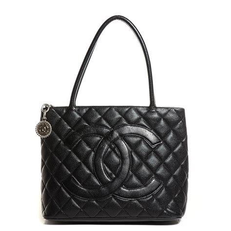 chanel caviar shoulder tote black|CHANEL Caviar Quilted Medallion Tote Black .